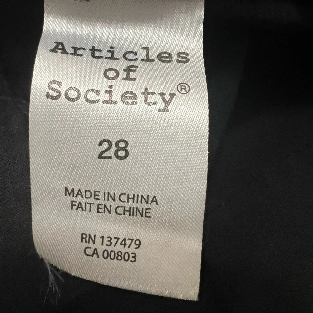 Articles Of Society skinny Black Jeans with silver metallic stripe sz 28 EUC